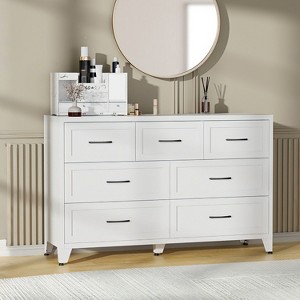 ORRD 7-Drawer Wide Dresser, Low-Profile White Metal Storage Cabinet - Chest of Drawers for Bedroom, Living Room TV Stand, Entryway - 1 of 4