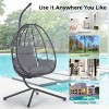 Outdoor Modern PE Rattan Woven Swing Chair,Fabric Upholstered Hanging Basket Chair,Hammock Chair With Stand And Metal Frame-Coolbibila - 3 of 4