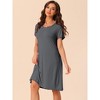 cheibear Women's Ruffle Round Neck Short Sleeve Loungewear Nightshirts - 2 of 4