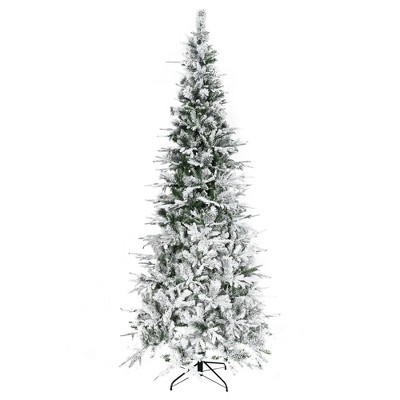 TopComfy Christmas Tree Stand 9FT Snow Flocked Pine Tree with Realistic Branches for Holiday Decor, Green, 43.3"*43.3"*106.3"