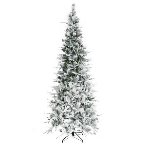 TopComfy Christmas Tree Stand 9FT Snow Flocked Pine Tree with Realistic Branches for Holiday Decor, Green, 43.3"*43.3"*106.3" - 1 of 4