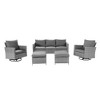 Sonkuki 5-Piece Patio Conversation Set with Swivel Rocking Chair, Navy Blue Cushion - 2 of 4
