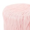 BirdRock Home Faux Fur Foot Stool Ottoman with Wood Legs - Pink - 2 of 3