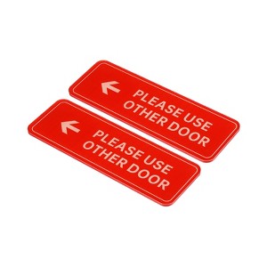 Unique Bargains Self-Adhesive Decor Home Business Please Use Other Door Left Arrow Sign 2 Pcs - 1 of 4