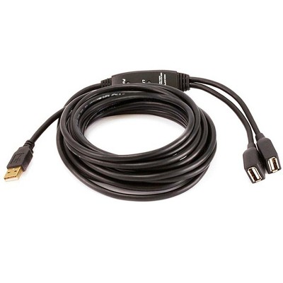 Monoprice USB 2.0 Extension Cable - 16 Feet - Black | 2 Port USB Type-A Male to USB Type-A Female, Active, Repeater