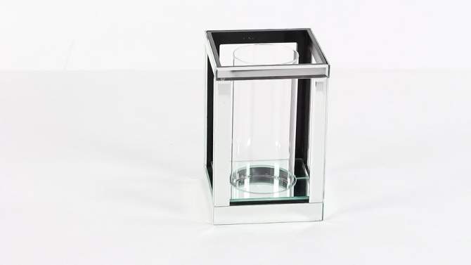 10&#34; x 7&#34; Hurricane Glam Style Glass/Mirror Candle Holder Silver - Olivia &#38; May, 2 of 8, play video
