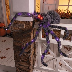 ATC 4 Ft. 3" Light-Up Fuzzy Black Spider Halloween Decoration - Black - 1 of 2