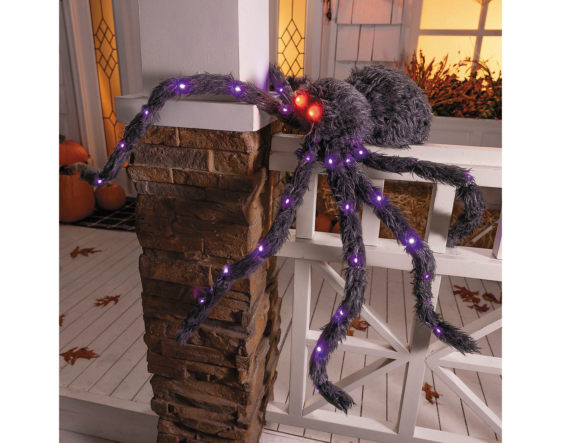 ATC 4 Ft. 3" Light-Up Fuzzy Black Spider Halloween Decoration - Black