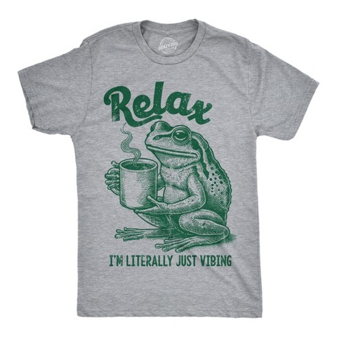 Мужские футболки Crazy Dog T-Shirts, Inc. Mens Funny T Shirts Relax Im Literally Just Vibing Sarcastic Frog Graphic Novelty Tee for Men - Crazy Dog Men's T Shirt for Animal Lovers Light XL