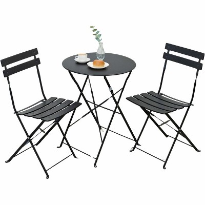 Outdoor 3-Piece Foldable Bistro Set, Folding Outdoor Patio Furniture Sets, 2 Chairs and 1 Table, Weather-Resistant Conversation Set for Patio