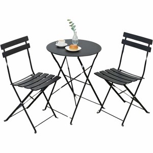 Outdoor 3-Piece Foldable Bistro Set, Folding Outdoor Patio Furniture Sets, 2 Chairs and 1 Table, Weather-Resistant Conversation Set for Patio - 1 of 4