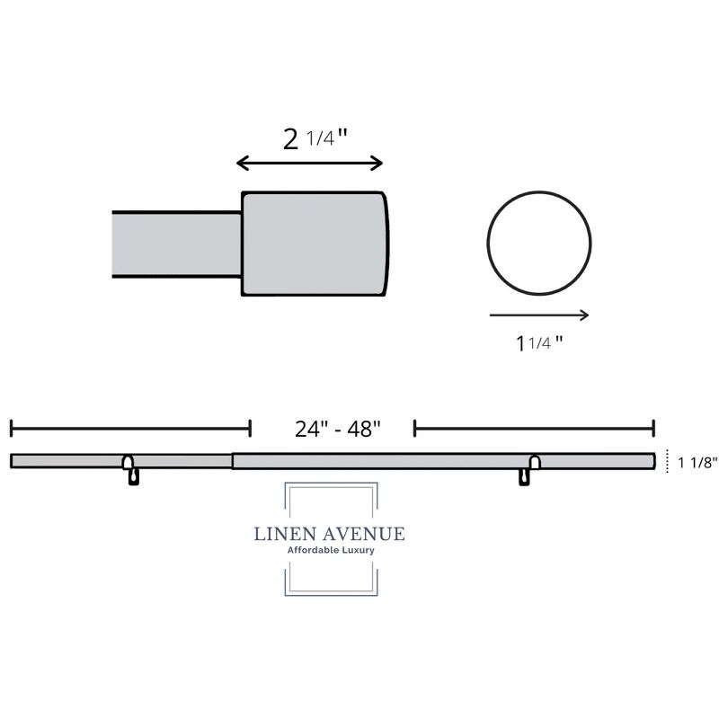 Linen Avenue Cylinder Single and Double Window Curtain Rod Set, 2 of 8