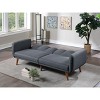 VASIP Modern Convertible Sofa Bed with Wooden Legs - Blue Grey Polyfiber, 1-Piece Living Room Lounge Furniture - 2 of 4