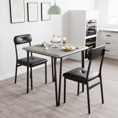 Dining Table for 2, Small Square kitchen Dinner Table Set for 2,Space Saving Wood Modern Dinette With Upholstered,3 Piece