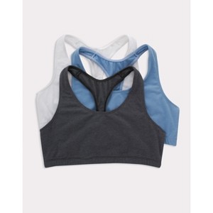 Hanes Women's Cotton Racerback Sports Bralette, Low Impact, 3-Pack - 1 of 2