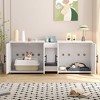 Wooden Cat Litter Box Enclosure for 2 Cats, Double Compartment Hidden Litter Box - 3 of 4