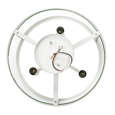 13" White Glass and Metal Semi-Flushmount Ceiling Light