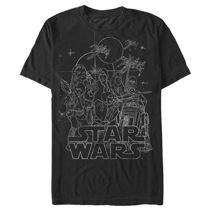 Men's Star Wars Character Outline T-Shirt, 1 of 5