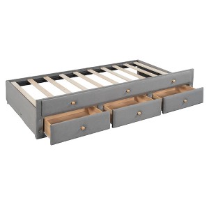 HomeRoots Dark Gray Tufted Velvet Upholstered Full Day Bed With Trundle And Drawers - 1 of 4