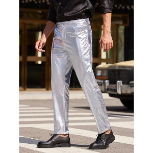 COOFANDY Men's Metallic Shiny Pants Night Club Pants 70s 80s 90s Disco Pant Party Dance Straight Leg - 1 of 4