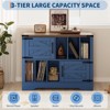 GustoWave Farmhouse Wood Storage Cabinet, Modern Vinyl Record Storage, Mid-Century Turntable Stand, 39'' Sideboard Cabinet - 4 of 4