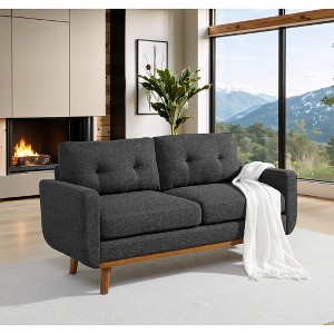 Kumasinova 67.7" Modern Loveseat Sofa,Upholstered Sofa Couch with Tapered Solid Wood Legs,Tufted Polyester Fabric Lounge Sofa for Living Room - 1 of 4