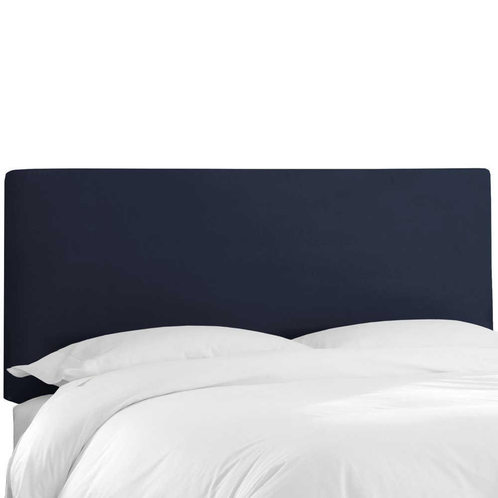 Skyline Furniture Queen Olivia Upholstered Headboard: Navy Velvet, Adjustable Height, Pine Frame
