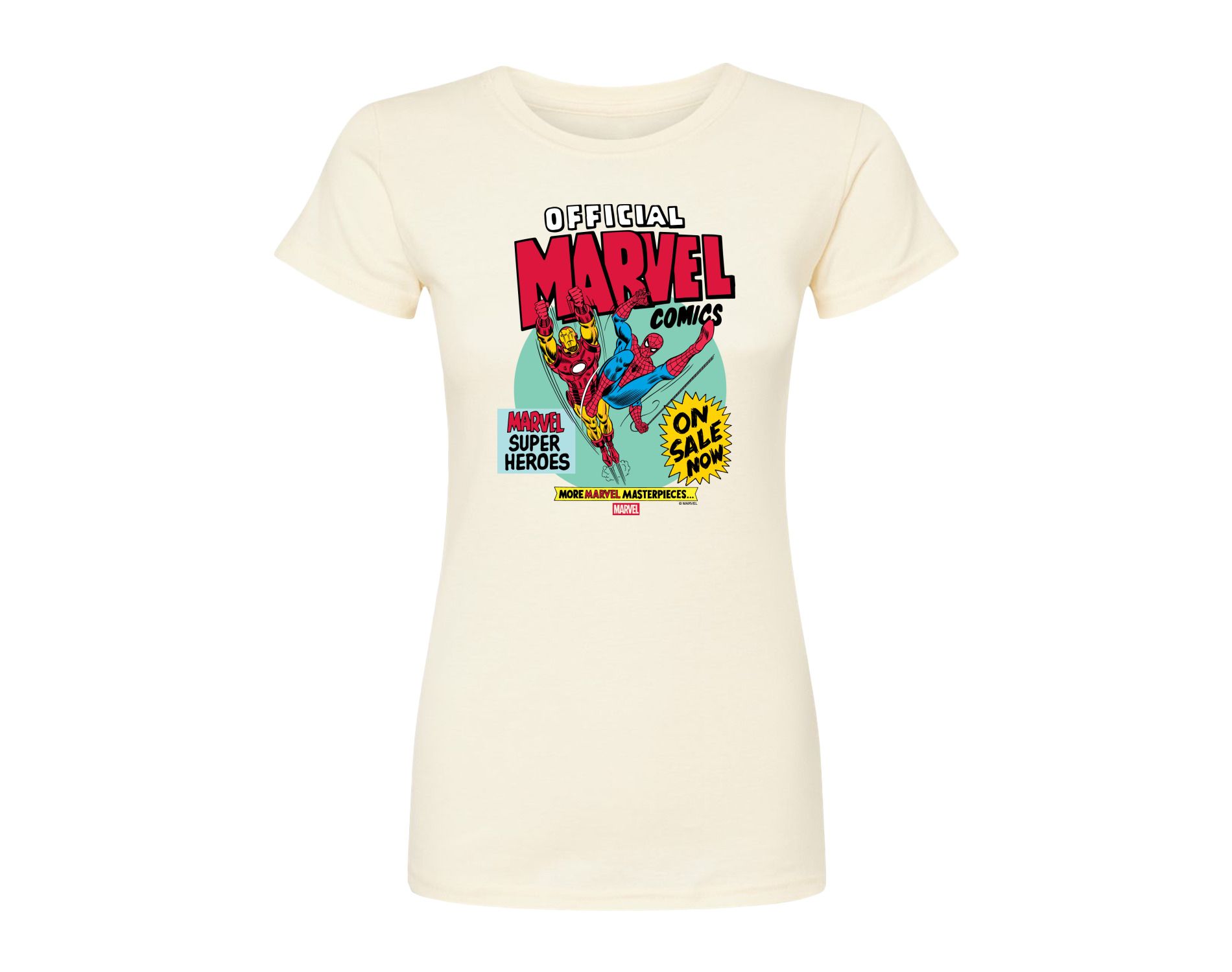 Women's Marvel Heroes Spider-Man Iron Man Fitted Graphic T-Shirt - Natural - X-Large