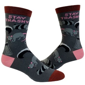 Crazy Dog T-Shirts Women's Stay Trashy Socks Funny Garbage Raccoons Sarcastic Novelty Footwear - 1 of 4