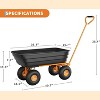 Heavy-Duty Garden Dump Cart with Quick-Release - Poly Tub, 4 All-Terrain Tires, Adjustable Handle, 600 lb Capacity, Yard Utility Wagon - 2 of 4