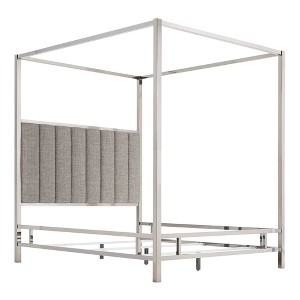 Queen Manhattan Canopy Bed with Vertical Channel Headboard Smoke - Inspire Q, Grey