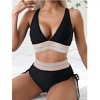 Wikineon Women's High Waisted Bikini Sets Two Piece Tummy Control Swimsuit Color Block Bathing Suits - 3 of 4