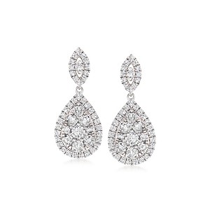 Ross-Simons 1.25 ct. t.w. Diamond Cluster Drop Earrings in Sterling Silver - 1 of 2