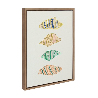 Ocean Treasures Multicolor Shell Canvas Art with Wooden Frame