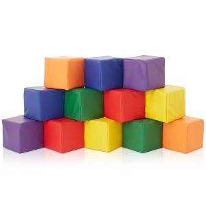 Casafield Foam Building Blocks for Toddlers, Soft Play Colorful Kids Stacking Cubes for Daycare, Nursery, Preschool - 1 of 4