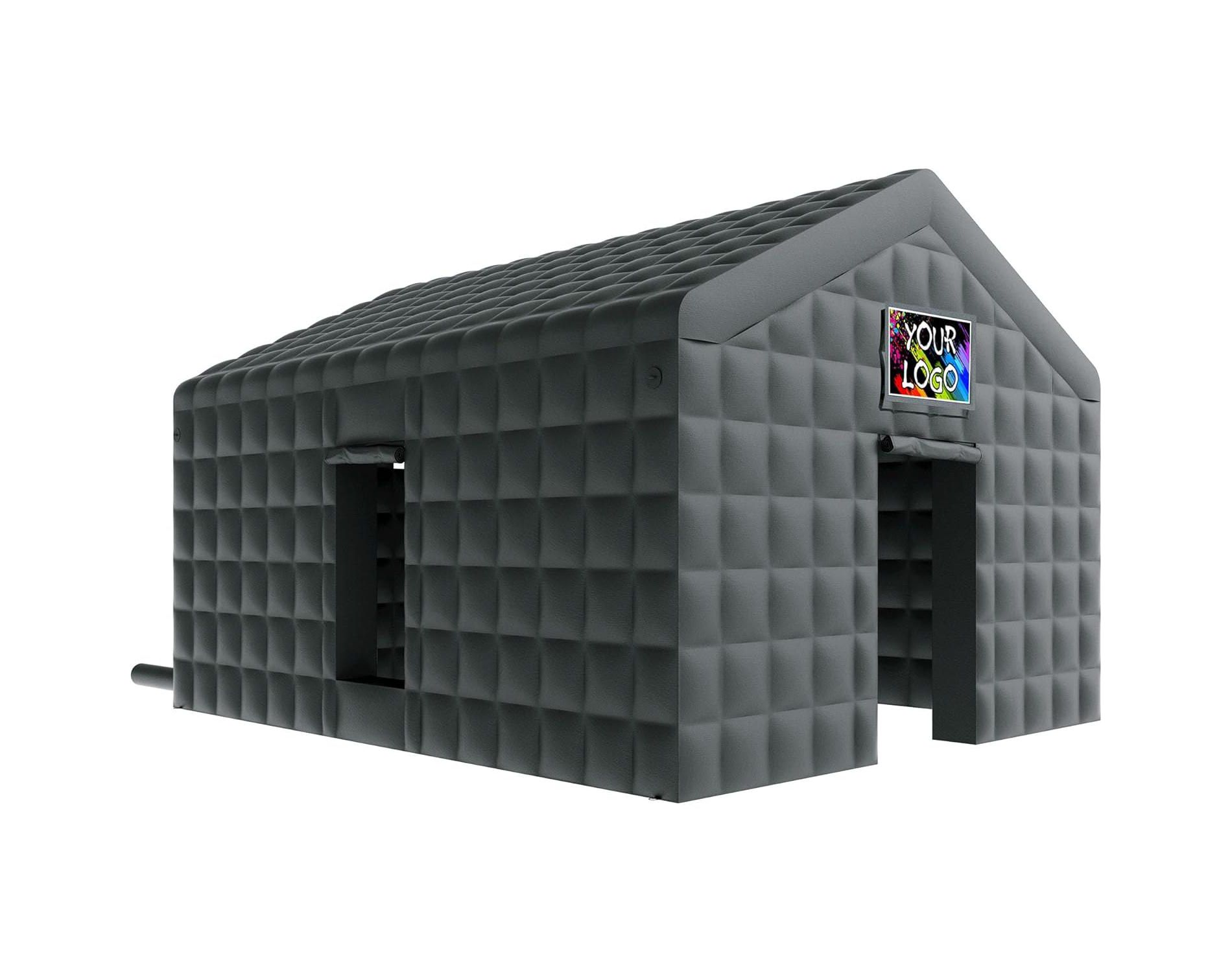 AMERLIFE Inflatable Nightclub Tent, Black Portable Gazebo with Dual Doors, Logo Panel