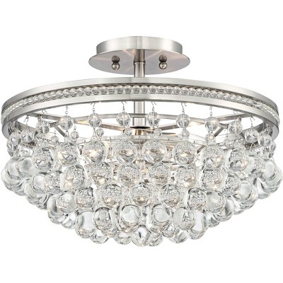 Vienna Full Spectrum Modern Ceiling Light Semi Flush Mount Fixture Brushed Nickel 18" Wide Clear Crystal Bedroom Dining Kitchen