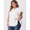 Agnes Orinda Women's Plus Size Cotton Flutter Sleeve Drawstring Flowy Summer Split V Neck Blouse - 2 of 4