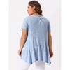 Agnes Orinda Women's Plus Size Ribbed Crew Neck Asymmetrical Hem Flowy Knit Casual Tunic Tops - 4 of 4