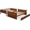 NicBex Full over Full Bunk Bed Convertible Pine Frame Triple Bed Frame with Scroll Wheels, Guardrails and Ladder, No Box Spring Required - 3 of 4