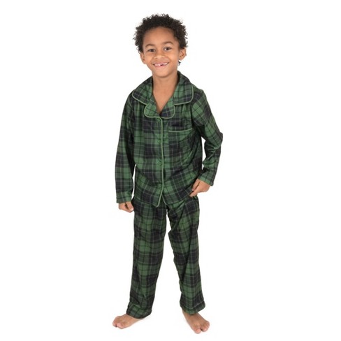 Leveret Kids Two Piece Flannel Feel Christmas Pajamas Plaid Black And Green 8  Year : Target