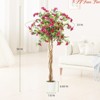 Artificial Bougainvillea Tree, 4FT/5 FT/6 FT Faux Tree w/Stable Planter for Indoor & Outdoor, Realistic Fake Plants w/ Pink Flowers & Wood Trunk - 2 of 4