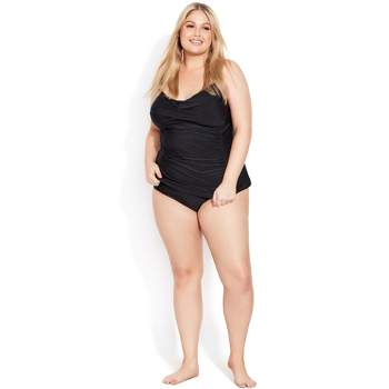 Women's Plus Size Hi Waist Swim Brief - black | EVANS