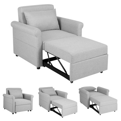 Costway Convertible Sofa Bed 3-in-1 Pull-Out Sofa Chair Adjustable Reclining Chair Grey