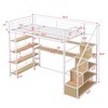 Full Size Metal Loft bed with Staircase, Built-in Desk and Shelves, Black - 3 of 3