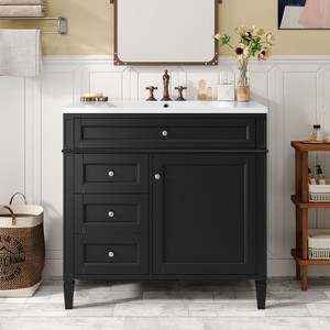 NicBex Bathroom Vanity with Sink/without Sink,Bathroom Sink Vanity with 2 Drawers and a Tip-out Drawer,36 inch Sink Cabinet,Gray/Green/Blue/Black - 1 of 4