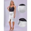 INSPIRE CHIC Women's Metallic Party High Waist Front Split Bodycon Pencil Midi Skirt - 2 of 4