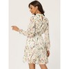 INSPIRE CHIC Women's Stand Collar Smocked Waist Sheer Sleeve Ruffle Layers Floral Chiffon Dress - 4 of 4