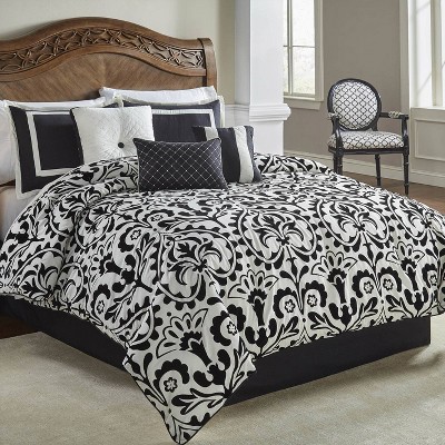 Queen 7pc Becca Comforter Set Black/White - Riverbrook Home