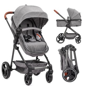 2-in-1 Baby Stroller with Bassinet, Lightweight Foldable Travel Pram with Reversible Seat, Compact Umbrella Stroller for Toddlers - 1 of 4